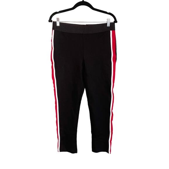Zara Basic Womens Black Red White Side Stripe Stretch Mid Rise Leggings Size XL - Picture 1 of 8